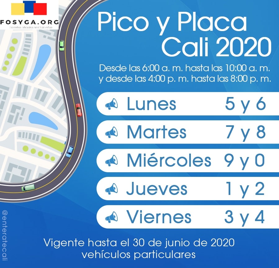Pico y placa Cali – Actualizado para el segundo semestre del 2020