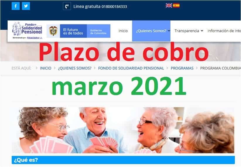 Cuando cobro en marzo 2021 el Pago de Colombia Mayor