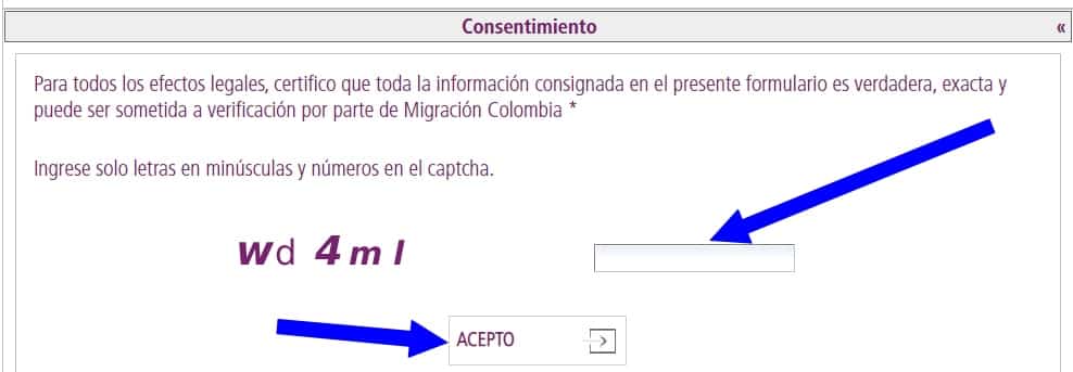 consentimiento formulario migración colombia