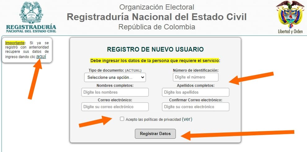 registraduría nacional del estado civil